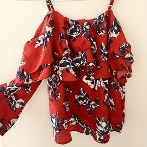 Off the shoulder burgundy top